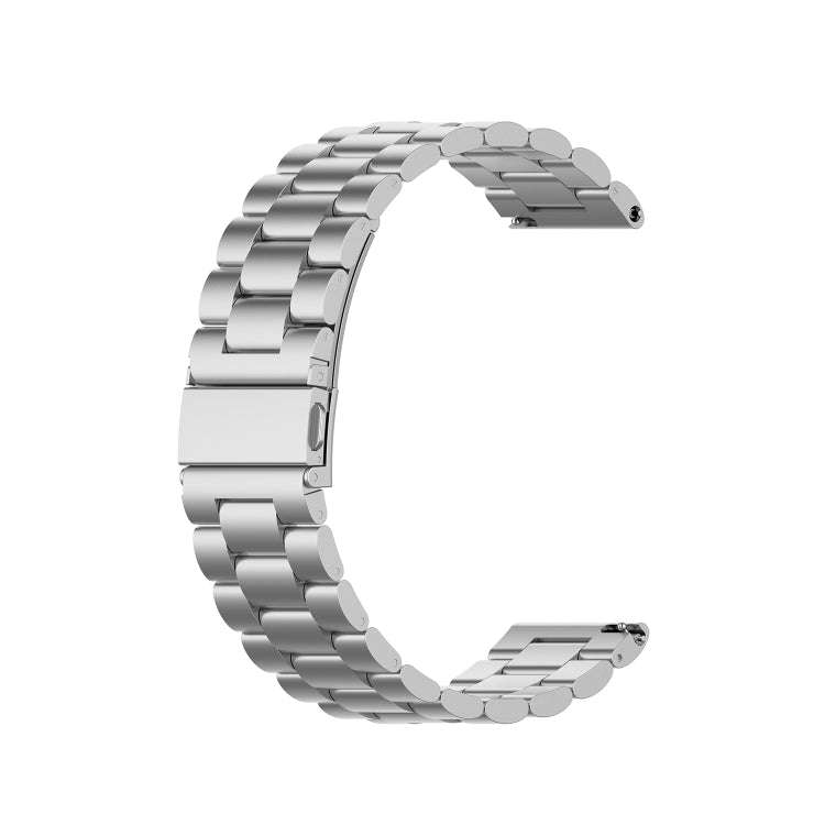 For Ticwatch GTX 22mm Three Buckle Stainless Steel Watch Band(Silver)