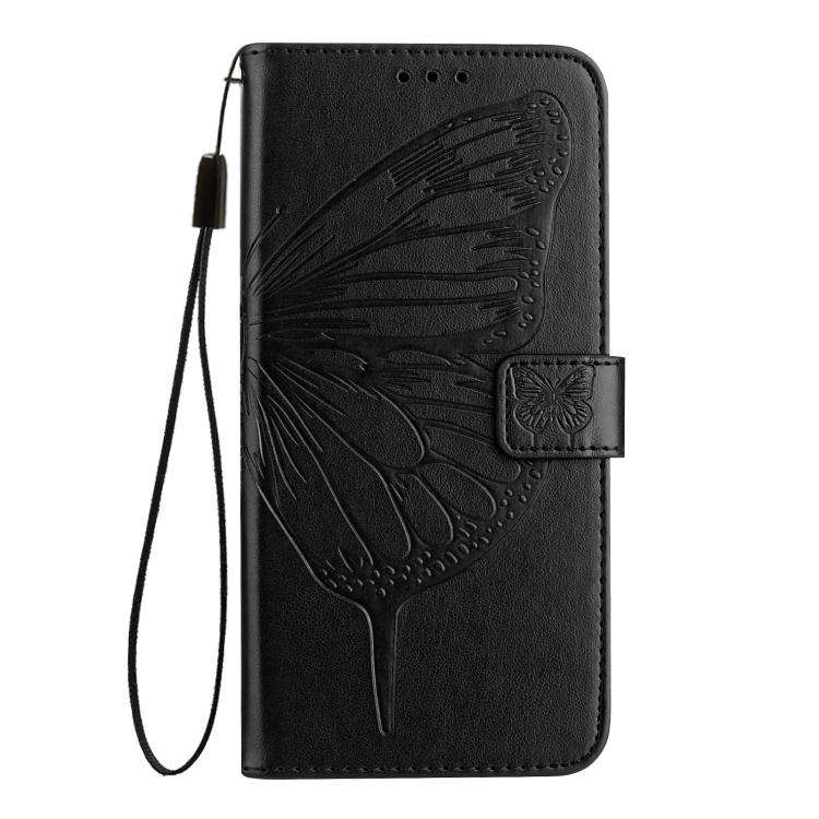 For Tecno Pova 5 4G Embossed Butterfly Leather Phone Case(Black)