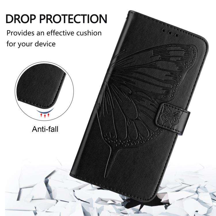 For Tecno Pova 5 4G Embossed Butterfly Leather Phone Case(Black)
