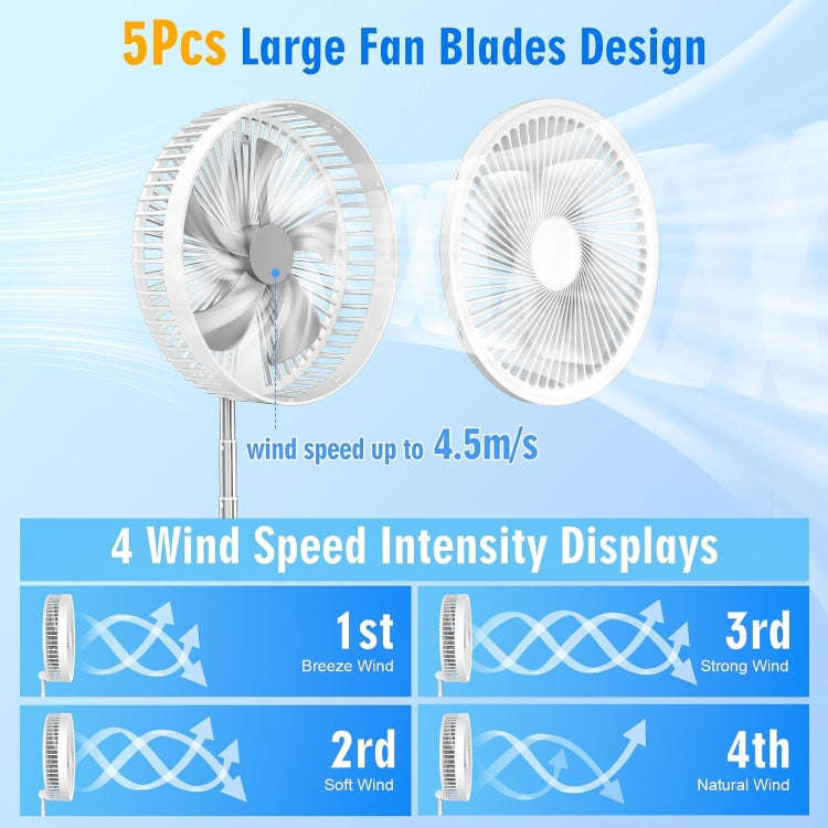 F9 Folding Adjustable Height Desktop Electric Fan(White)
