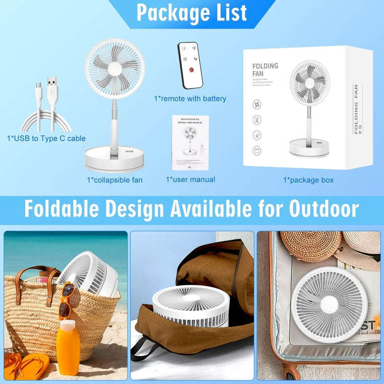 F9 Folding Adjustable Height Desktop Electric Fan(White)