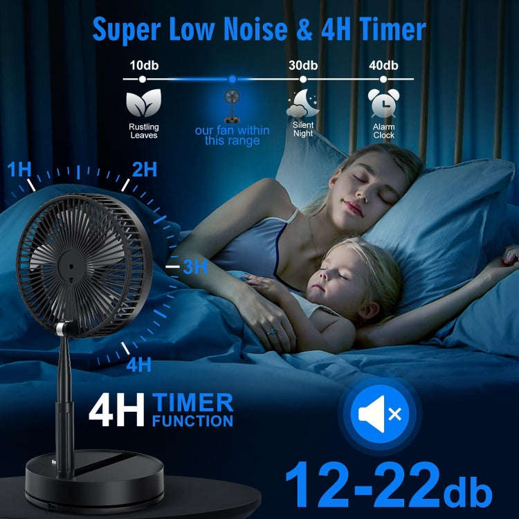 F9 Folding Adjustable Height Desktop Electric Fan(Black)