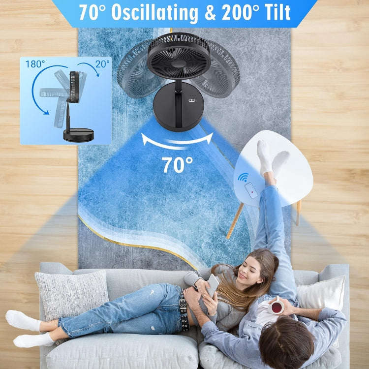 F9 Folding Adjustable Height Desktop Electric Fan(Black)