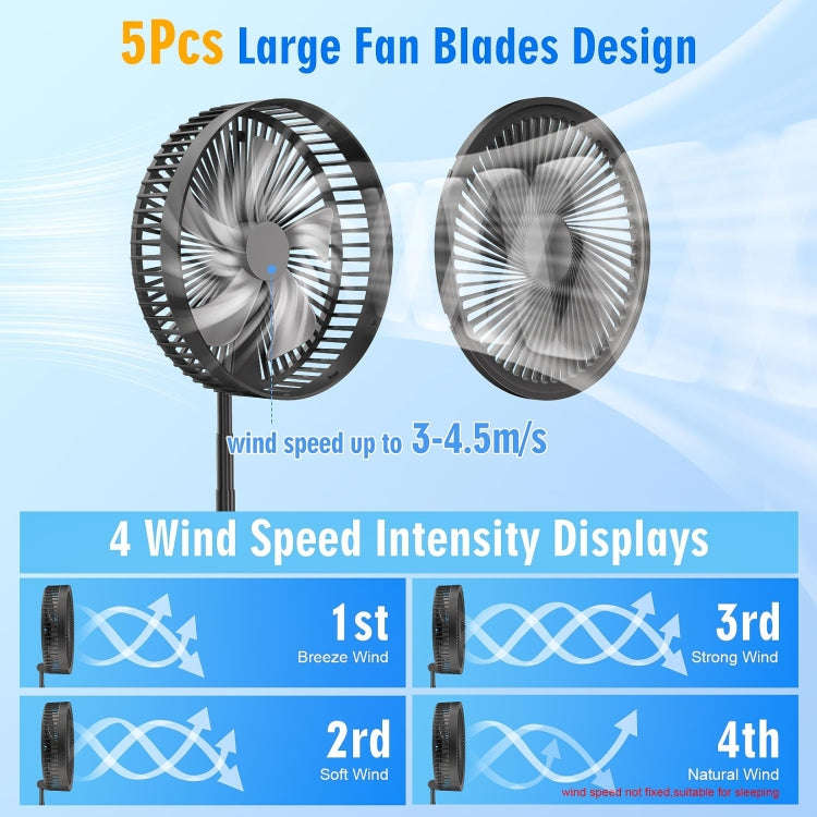 F9 Folding Adjustable Height Desktop Electric Fan(Black)