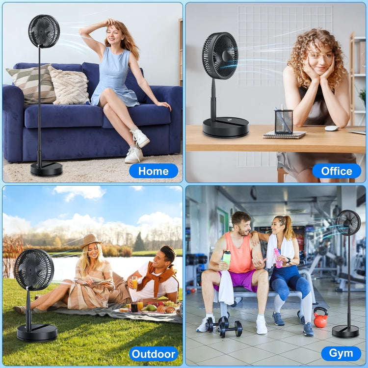 F9 Folding Adjustable Height Desktop Electric Fan(Black)