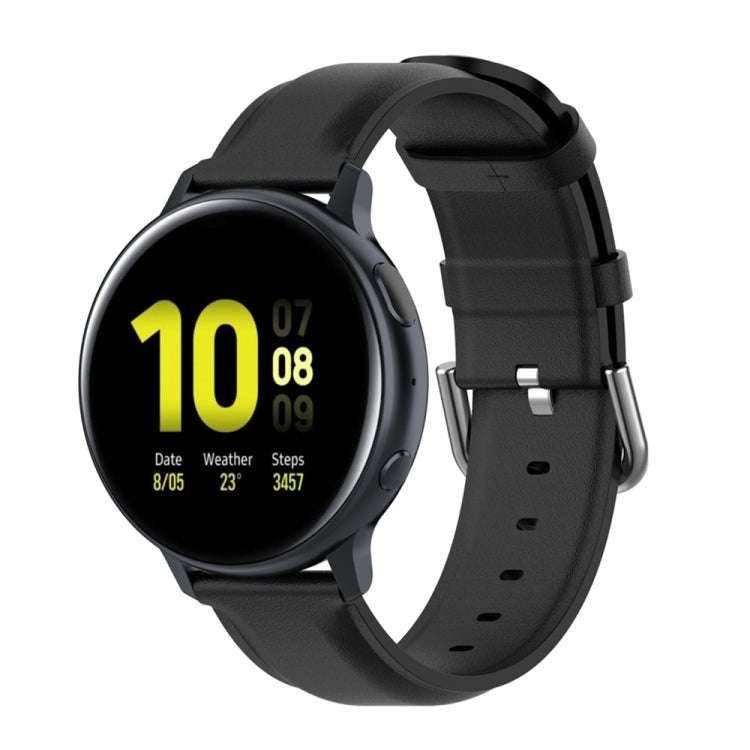 For Galaxy Watch Active3 / Galaxy Watch 3 41mm 20mm Universal Leather Watch Band(Black)