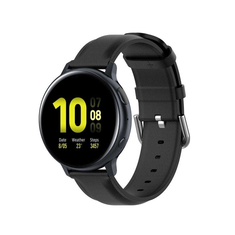For Galaxy Watch Active3 / Galaxy Watch 3 41mm 20mm Universal Leather Watch Band(Black)