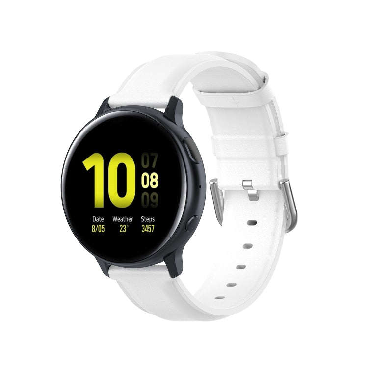 For Galaxy Watch Active3 / Galaxy Watch 3 41mm 20mm Universal Leather Watch Band(White)
