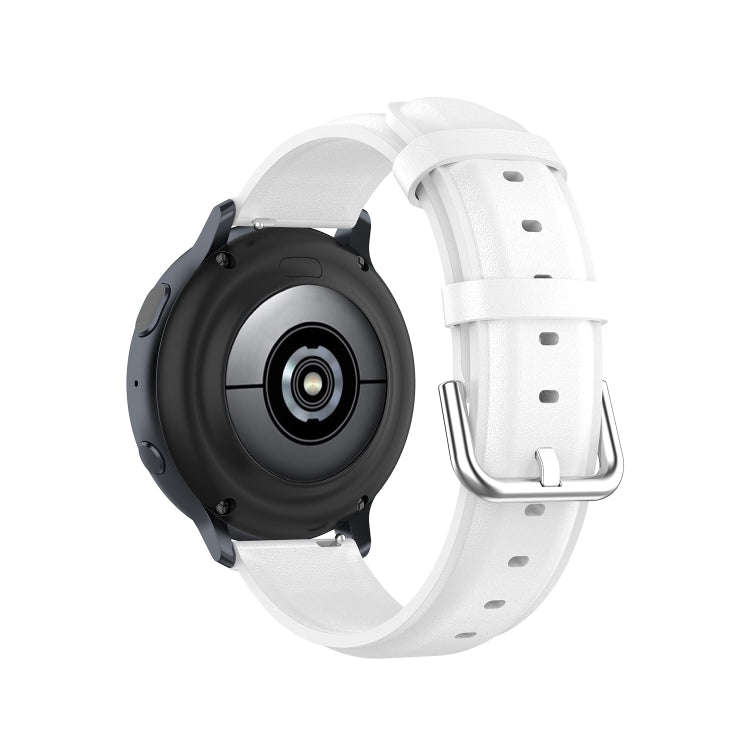 For Galaxy Watch Active3 / Galaxy Watch 3 41mm 20mm Universal Leather Watch Band(White)