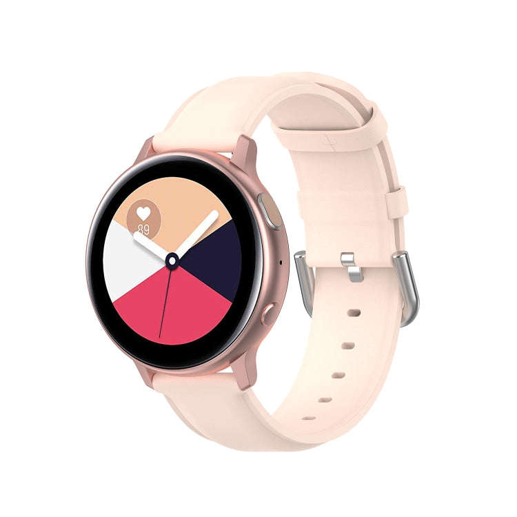 For Galaxy Watch Active3 / Galaxy Watch 3 41mm 20mm Universal Leather Watch Band(Light Pink)
