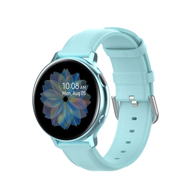 For Galaxy Watch Active3 / Galaxy Watch 3 41mm 20mm Universal Leather Watch Band(Light Blue)