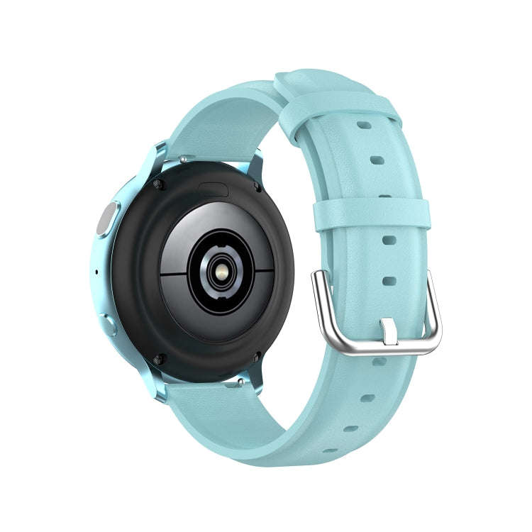 For Galaxy Watch Active3 / Galaxy Watch 3 41mm 20mm Universal Leather Watch Band(Light Blue)
