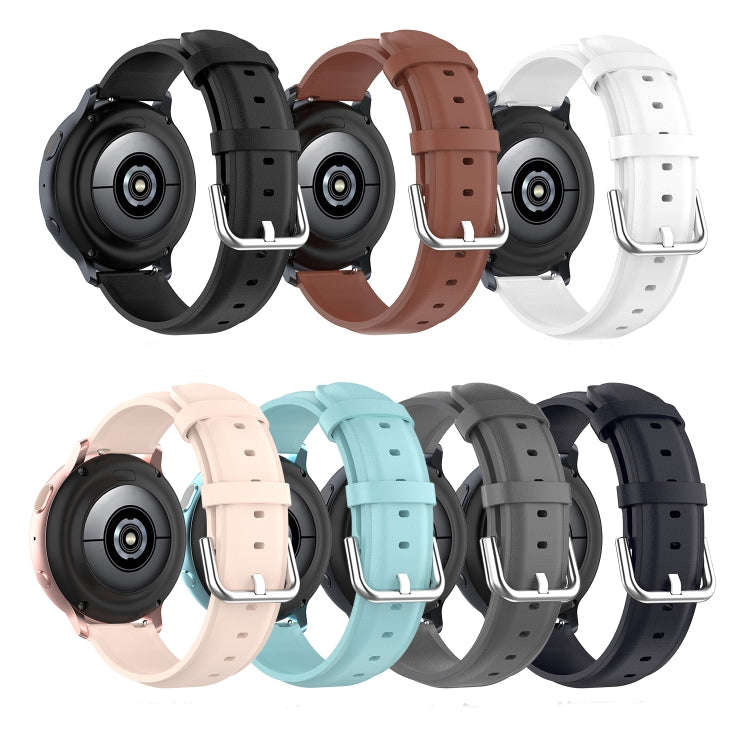 For Galaxy Watch Active3 / Galaxy Watch 3 41mm 20mm Universal Leather Watch Band(Light Blue)
