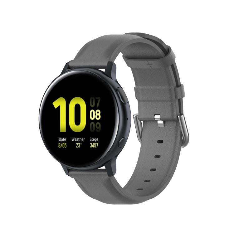 For Galaxy Watch Active3 / Galaxy Watch 3 41mm 20mm Universal Leather Watch Band(Grey)