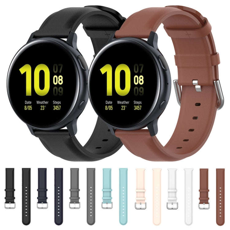 For Galaxy Watch Active3 / Galaxy Watch 3 41mm 20mm Universal Leather Watch Band(Light Blue)