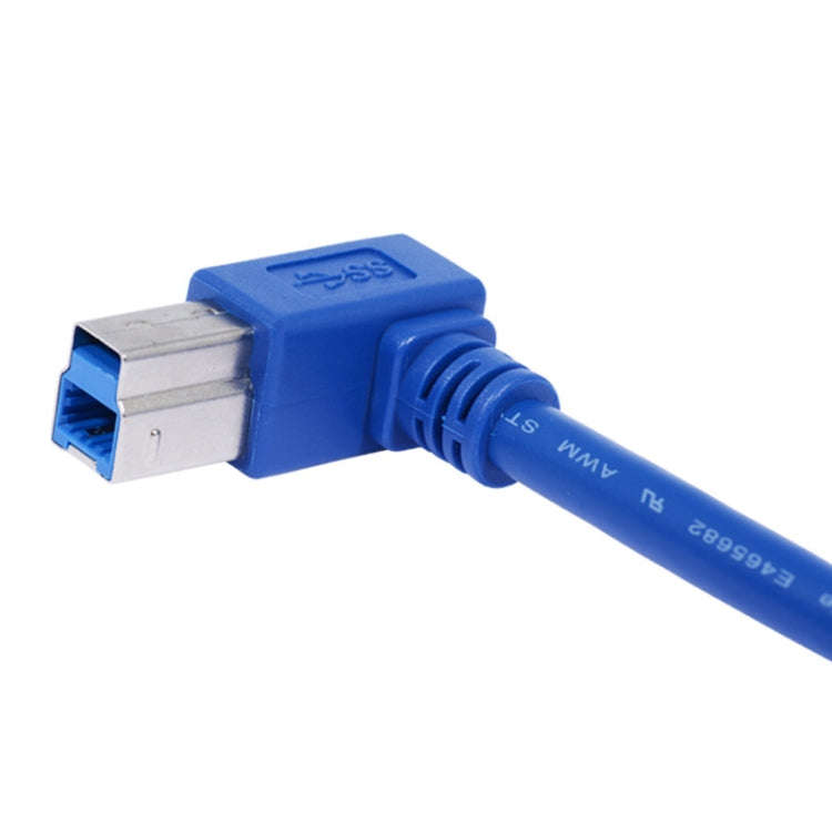 USB 3.0 A Male to B Male 90 Degree Connector Cable for Printer / Hard Disk, Length: 1m(Blue)
