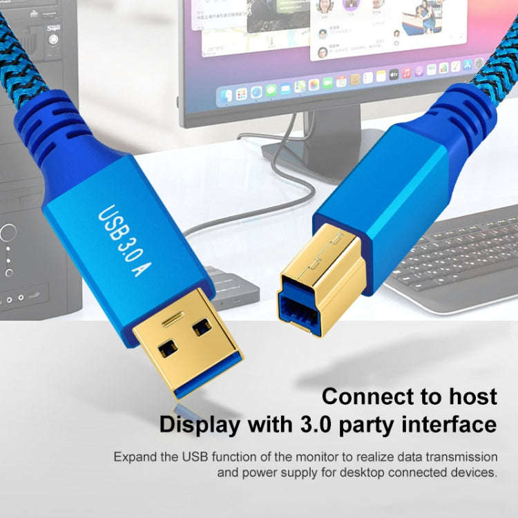 Printer / Hard Disk USB 3.0 A Male to B Male Connector Cable, Length:0.6m(Blue)