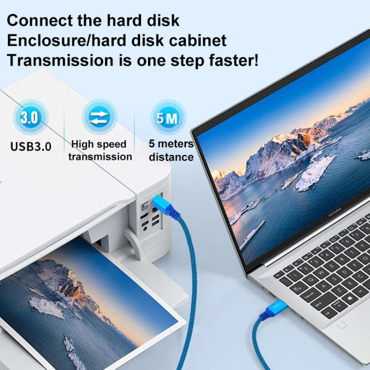 Printer / Hard Disk USB 3.0 A Male to B Male Connector Cable, Length:1m(Blue)
