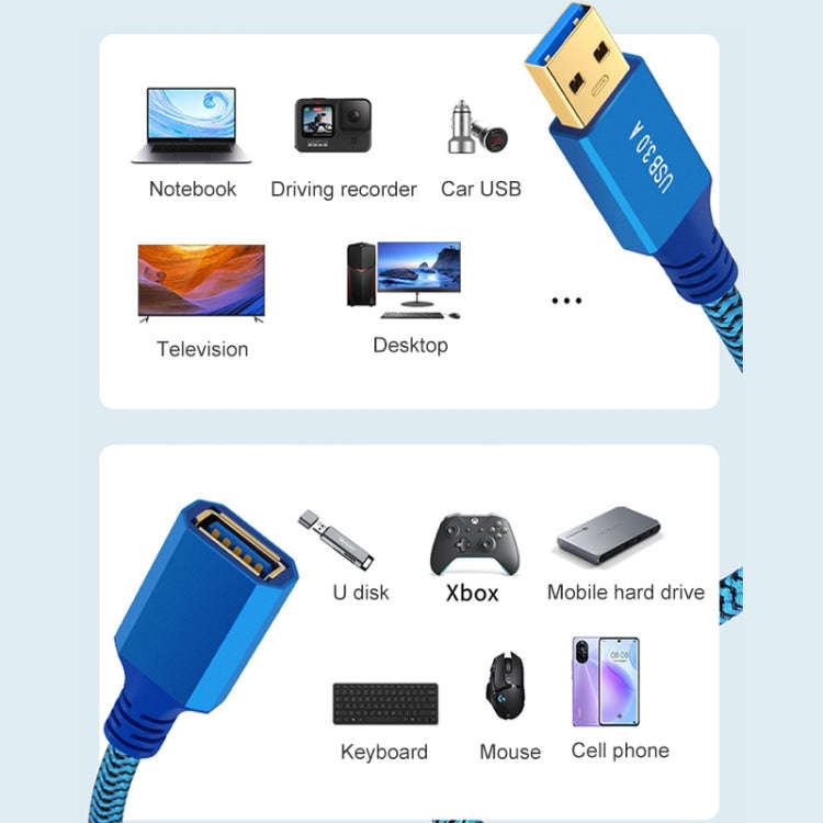 Printer / Hard Disk USB 3.0 Male to Female Extension Cable, Length:0.3m(Blue)