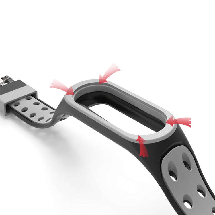 For Xiaomi Mi Band 5 Silicone Double Buckle Replacement Wrist Strap(Black+Red)
