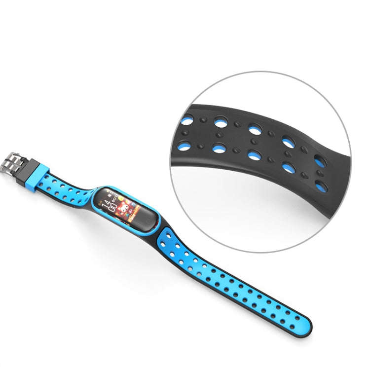 For Xiaomi Mi Band 5 Silicone Double Buckle Replacement Wrist Strap(Black+Red)