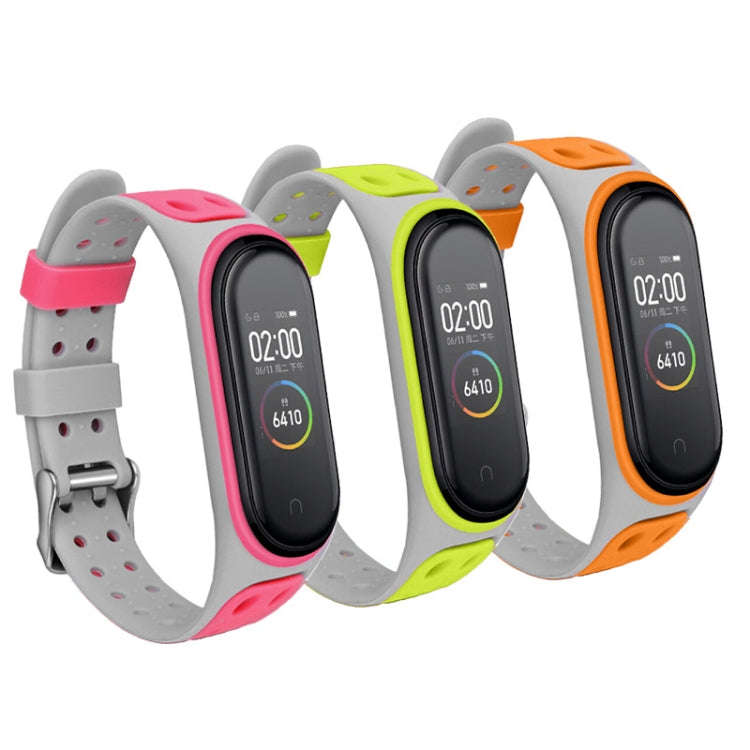 For Xiaomi Mi Band 5 Silicone Double Buckle Replacement Wrist Strap(Black+Red)