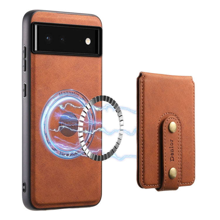 For Google Pixel 6 Denior D14 NK Retro Pattern MagSafe Magnetic Card Holder Leather Phone Case(Br...