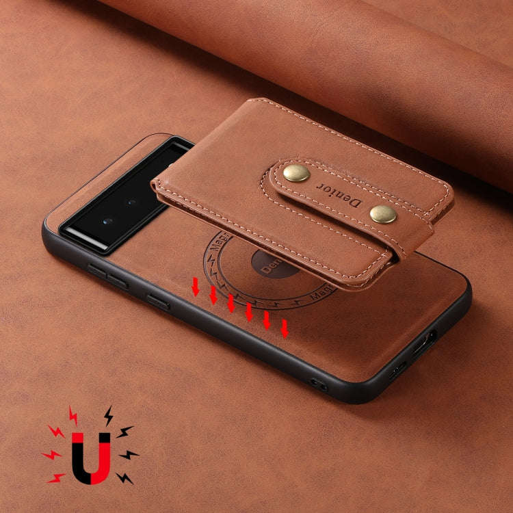 For Google Pixel 6 Denior D14 NK Retro Pattern MagSafe Magnetic Card Holder Leather Phone Case(Br...