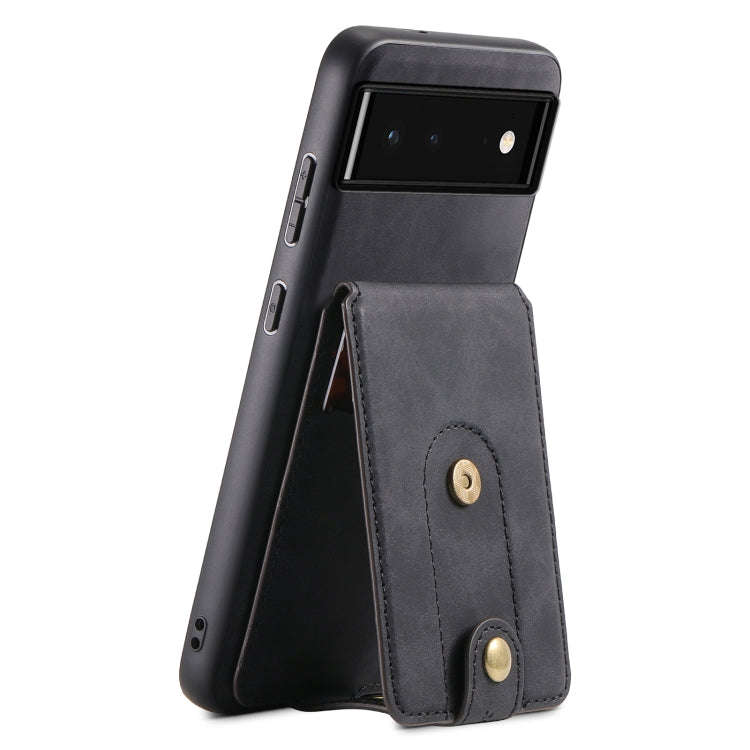 For Google Pixel 6 Denior D14 NK Retro Pattern MagSafe Magnetic Card Holder Leather Phone Case(Bl...