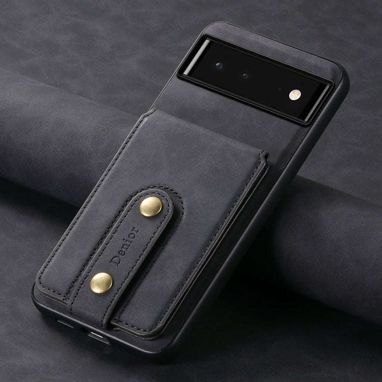 For Google Pixel 6 Denior D14 NK Retro Pattern MagSafe Magnetic Card Holder Leather Phone Case(Bl...