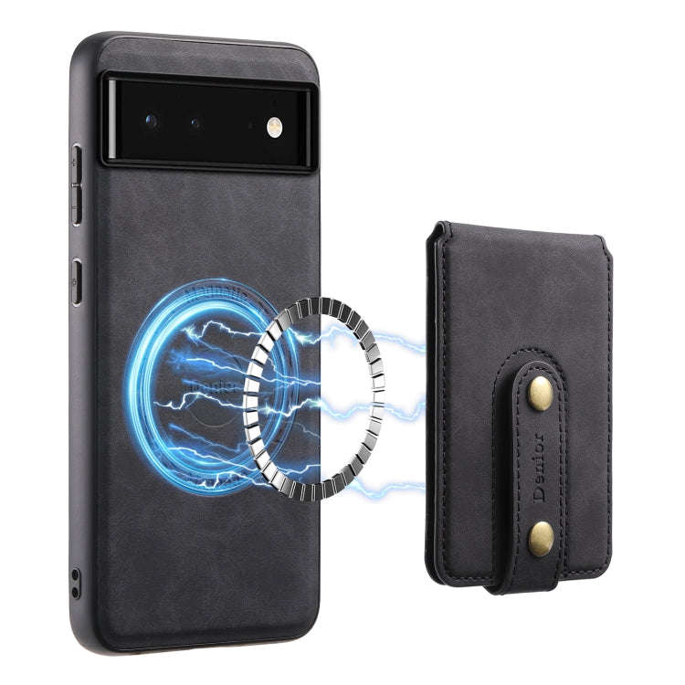 For Google Pixel 6 Denior D14 NK Retro Pattern MagSafe Magnetic Card Holder Leather Phone Case(Bl...
