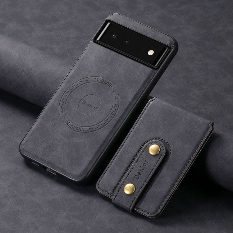 For Google Pixel 6 Denior D14 NK Retro Pattern MagSafe Magnetic Card Holder Leather Phone Case(Bl...