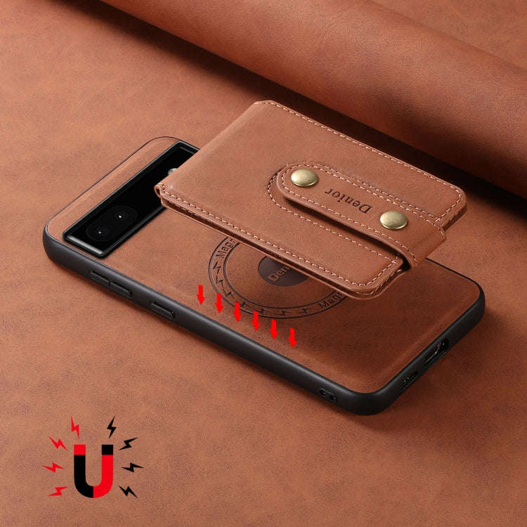For Google Pixel 6a Denior D14 NK Retro Pattern MagSafe Magnetic Card Holder Leather Phone Case(B...