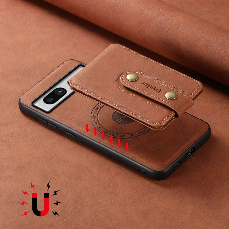 For Google Pixel 7a Denior D14 NK Retro Pattern MagSafe Magnetic Card Holder Leather Phone Case(B...