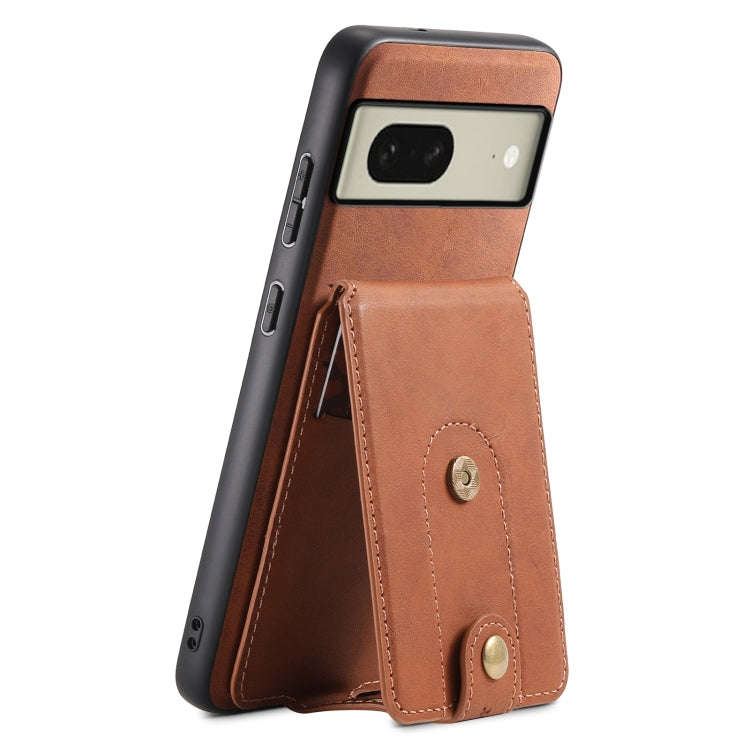 For Google Pixel 8 Denior D14 NK Retro Pattern MagSafe Magnetic Card Holder Leather Phone Case(Br...