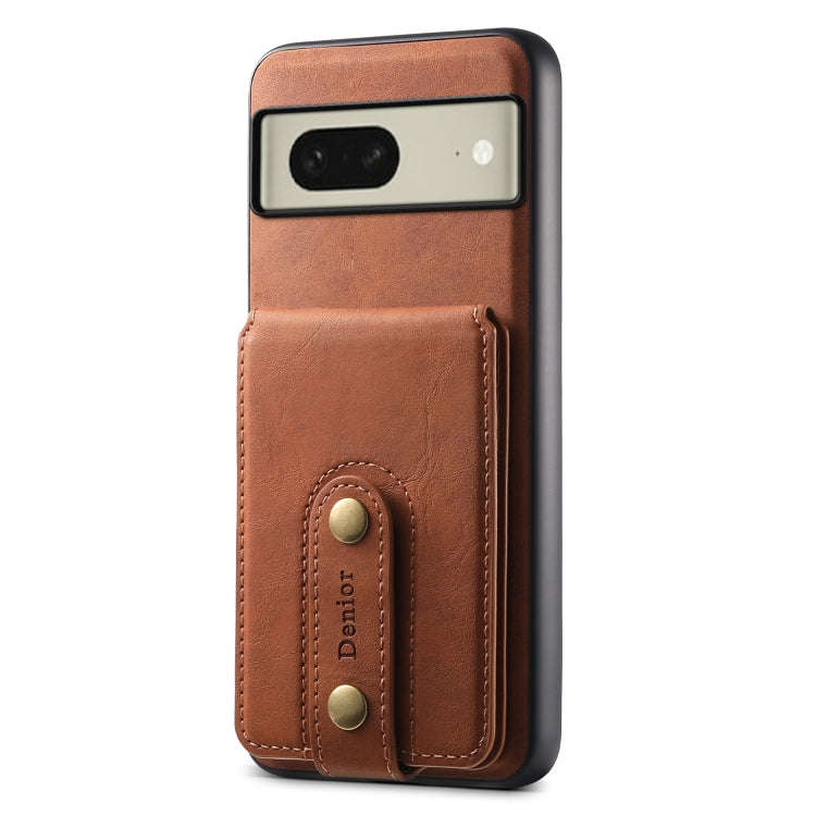 For Google Pixel 8 Denior D14 NK Retro Pattern MagSafe Magnetic Card Holder Leather Phone Case(Br...