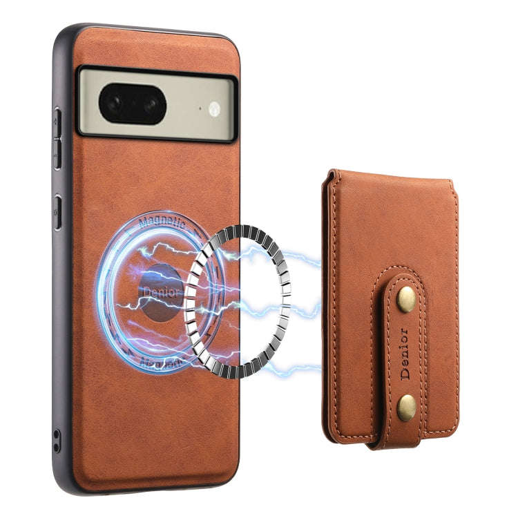 For Google Pixel 8 Denior D14 NK Retro Pattern MagSafe Magnetic Card Holder Leather Phone Case(Br...