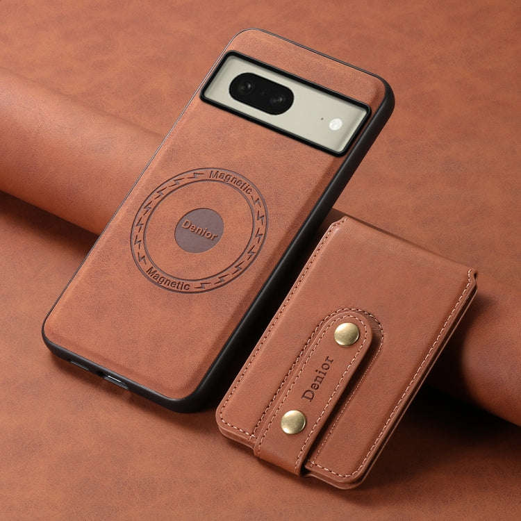 For Google Pixel 8 Denior D14 NK Retro Pattern MagSafe Magnetic Card Holder Leather Phone Case(Br...