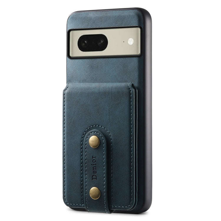 For Google Pixel 8 Denior D14 NK Retro Pattern MagSafe Magnetic Card Holder Leather Phone Case(Blue)