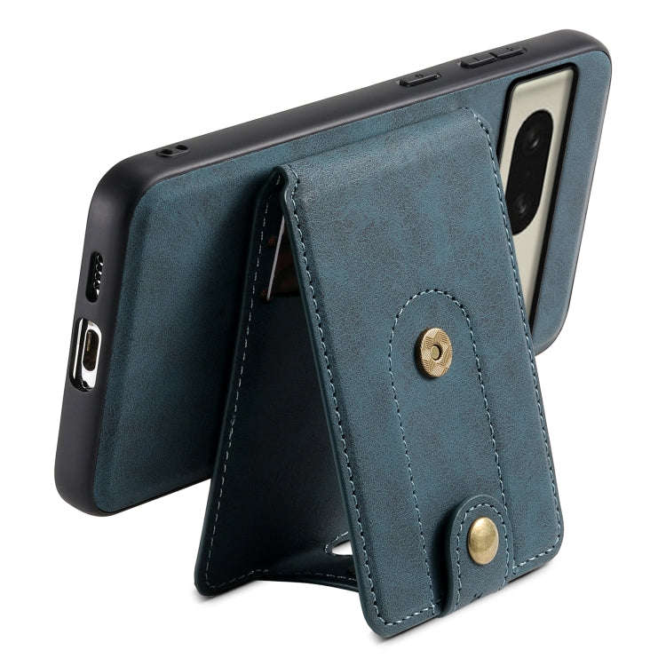 For Google Pixel 8 Denior D14 NK Retro Pattern MagSafe Magnetic Card Holder Leather Phone Case(Blue)