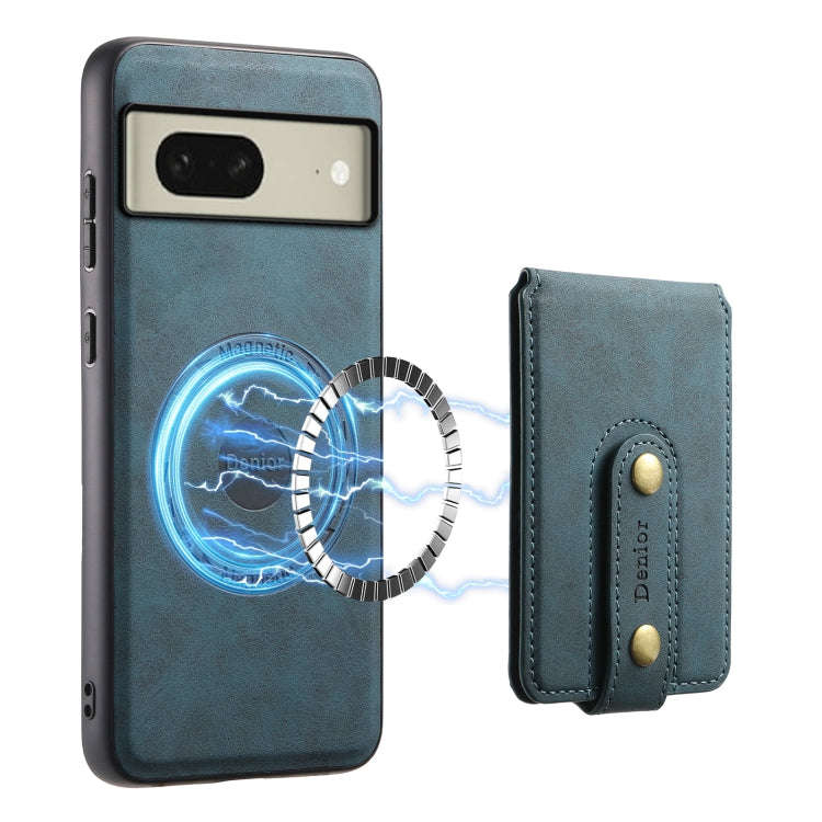 For Google Pixel 8 Denior D14 NK Retro Pattern MagSafe Magnetic Card Holder Leather Phone Case(Blue)