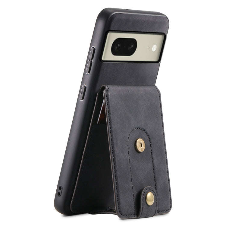 For Google Pixel 8 Denior D14 NK Retro Pattern MagSafe Magnetic Card Holder Leather Phone Case(Bl...