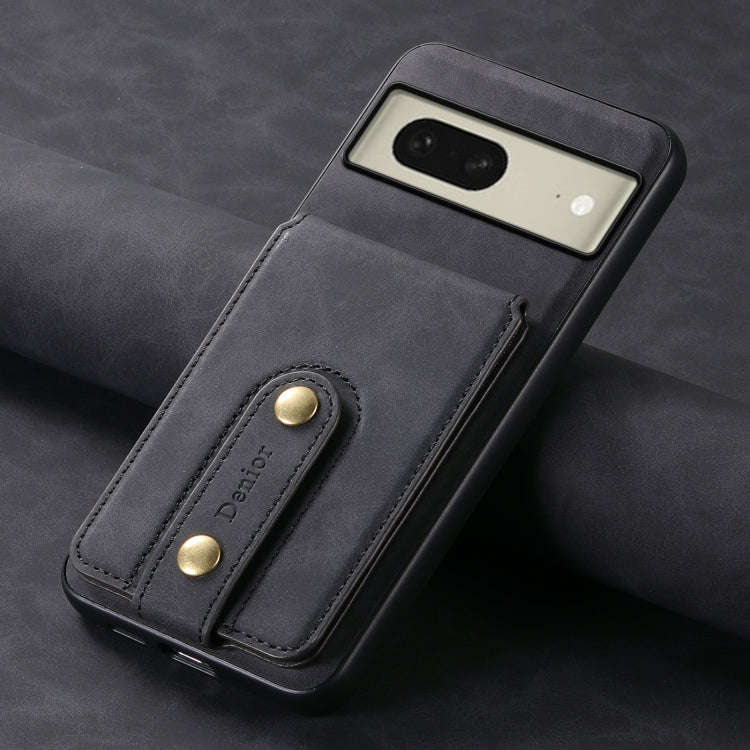 For Google Pixel 8 Denior D14 NK Retro Pattern MagSafe Magnetic Card Holder Leather Phone Case(Bl...