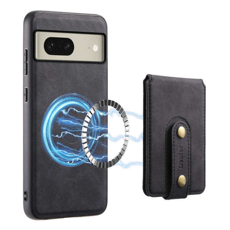 For Google Pixel 8 Denior D14 NK Retro Pattern MagSafe Magnetic Card Holder Leather Phone Case(Bl...