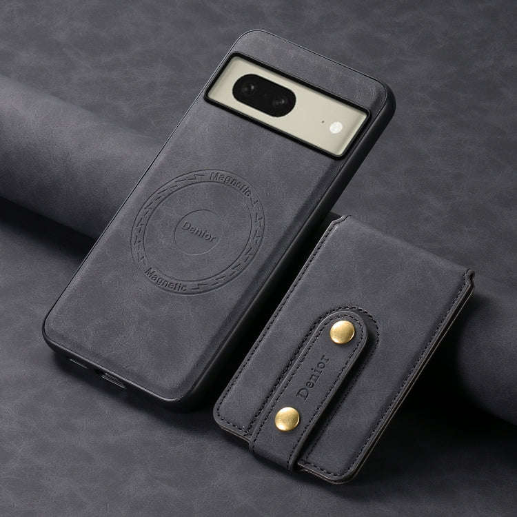 For Google Pixel 8 Denior D14 NK Retro Pattern MagSafe Magnetic Card Holder Leather Phone Case(Bl...
