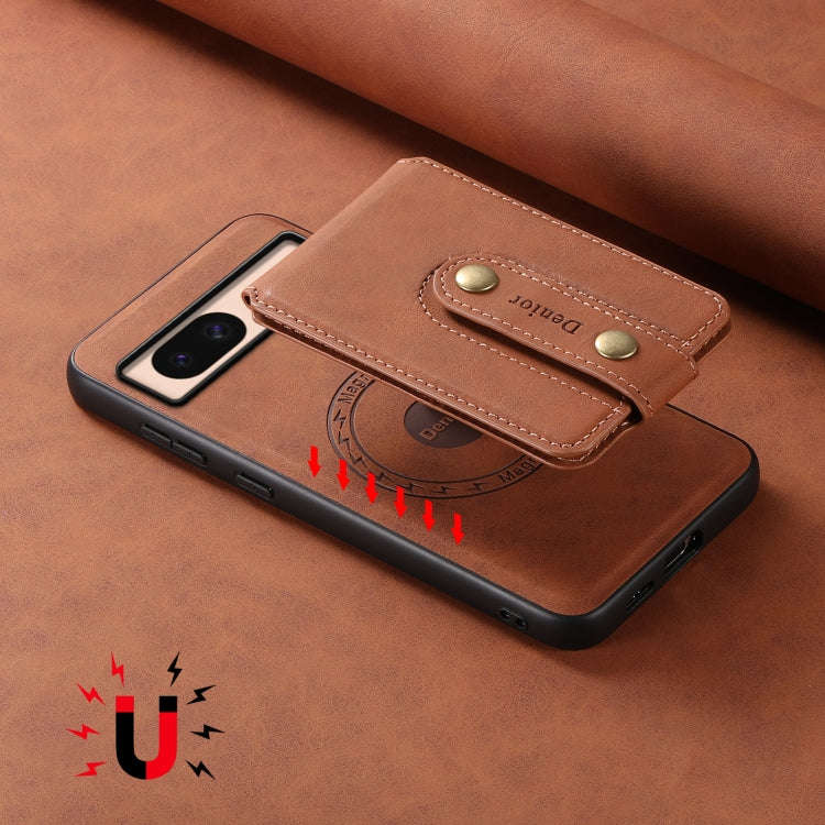 For Google Pixel 8a Denior D14 NK Retro Pattern MagSafe Magnetic Card Holder Leather Phone Case(B...