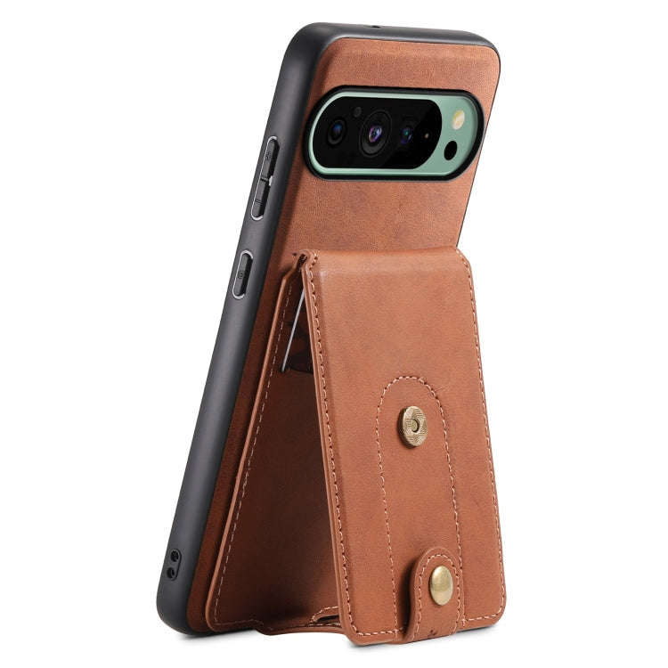 For Google Pixel 9 Denior D14 NK Retro Pattern MagSafe Magnetic Card Holder Leather Phone Case(Br...