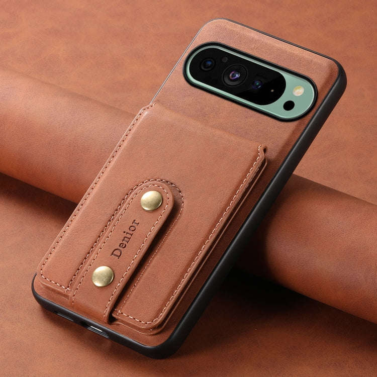 For Google Pixel 9 Denior D14 NK Retro Pattern MagSafe Magnetic Card Holder Leather Phone Case(Br...