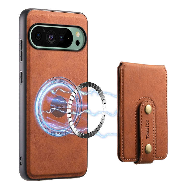 For Google Pixel 9 Denior D14 NK Retro Pattern MagSafe Magnetic Card Holder Leather Phone Case(Br...