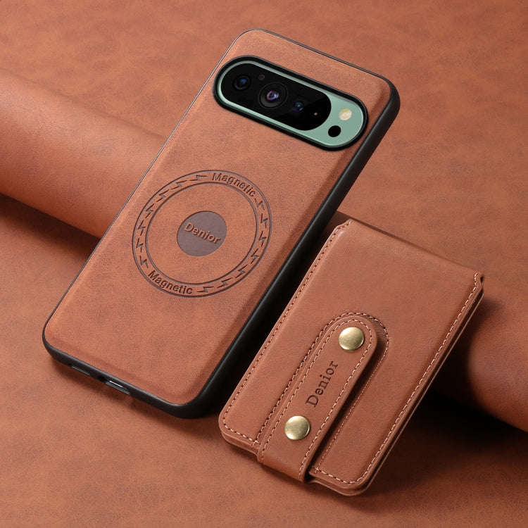For Google Pixel 9 Denior D14 NK Retro Pattern MagSafe Magnetic Card Holder Leather Phone Case(Br...